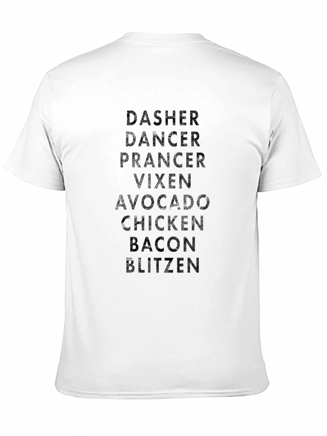 Funny Holiday T-Shirt: Reindeer Names & Foodie Twist