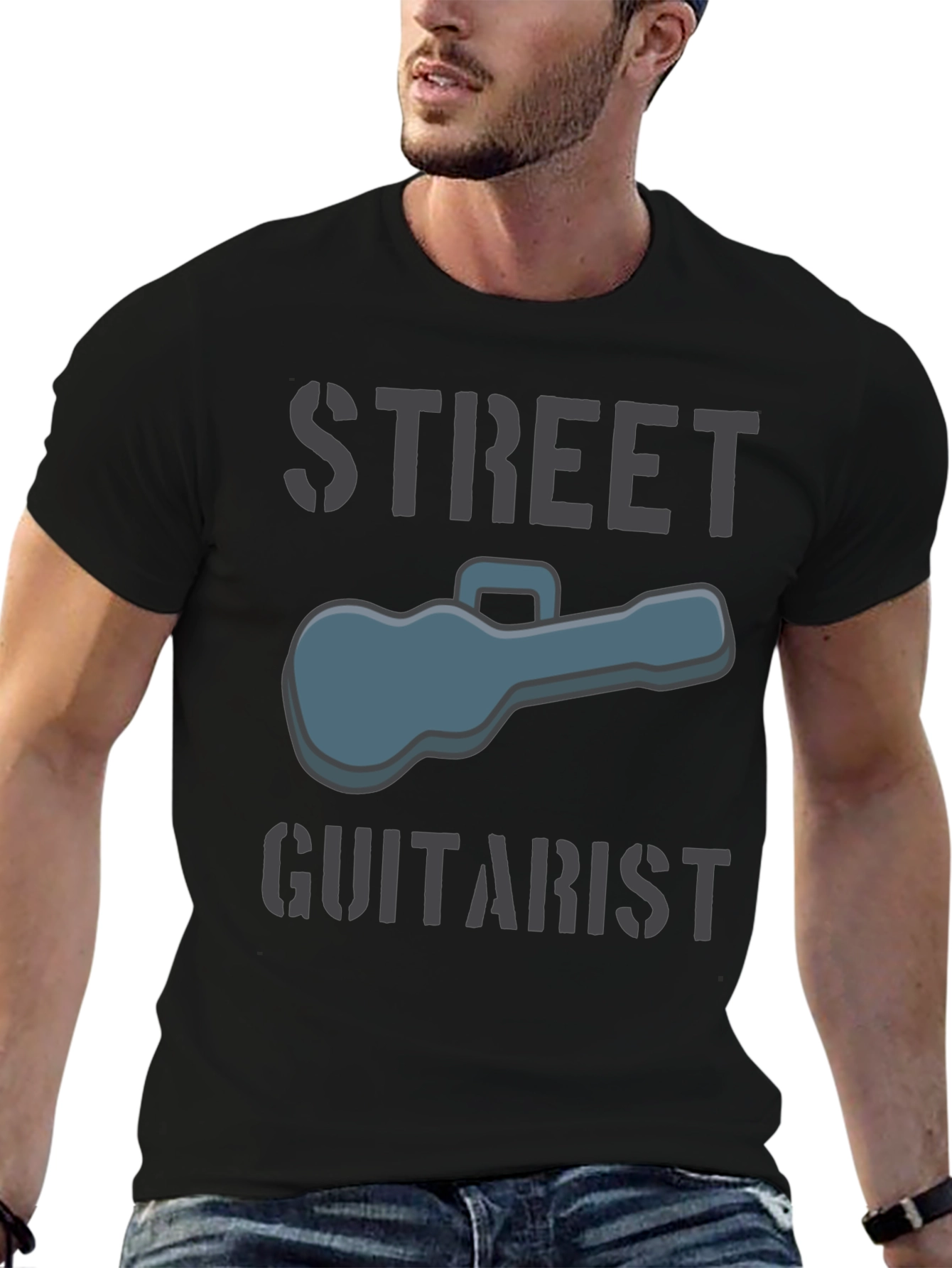 Street Guitarist Graphic Tee - Black