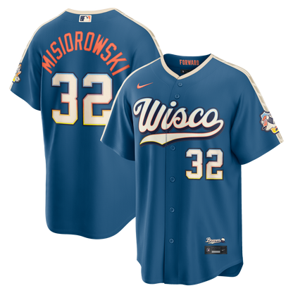 Jacob Misiorowski Milwaukee Brewers Nike 2026 City Connect Stadium Jersey - Mineral Blue