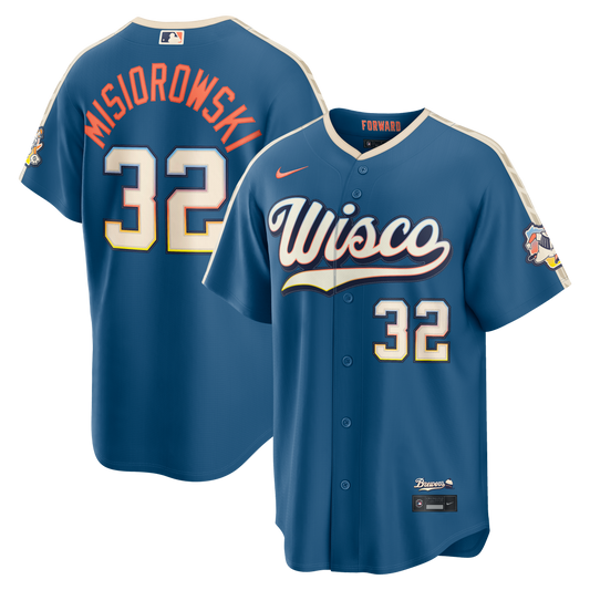 Jacob Misiorowski Milwaukee Brewers Nike 2026 City Connect Stadium Jersey - Mineral Blue