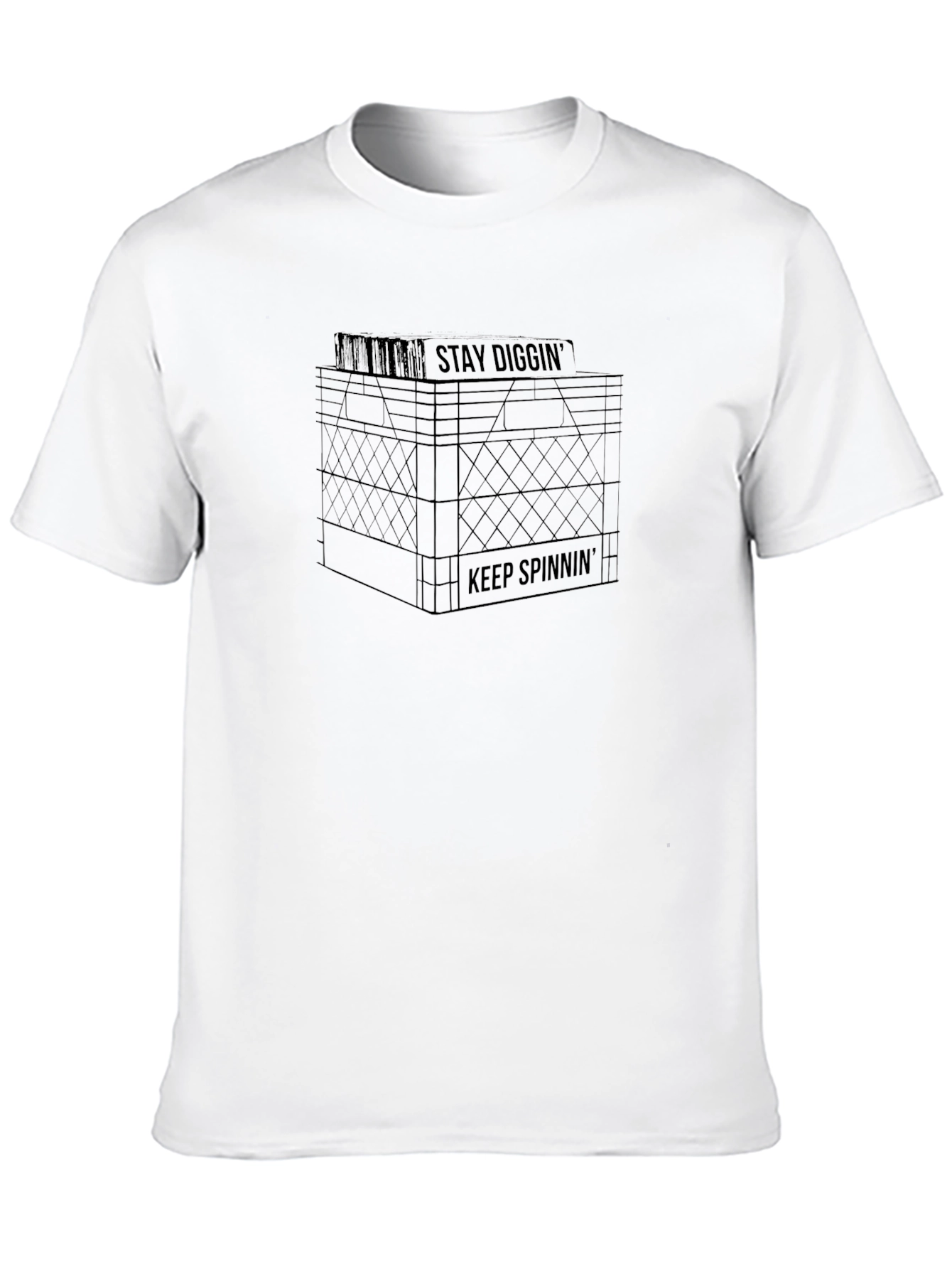 Stay Diggin Keep Spinnin Graphic Tee - Black