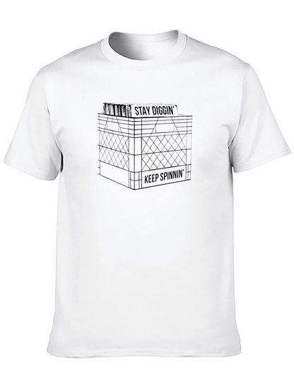 Stay Diggin Keep Spinnin Graphic Tee - Black