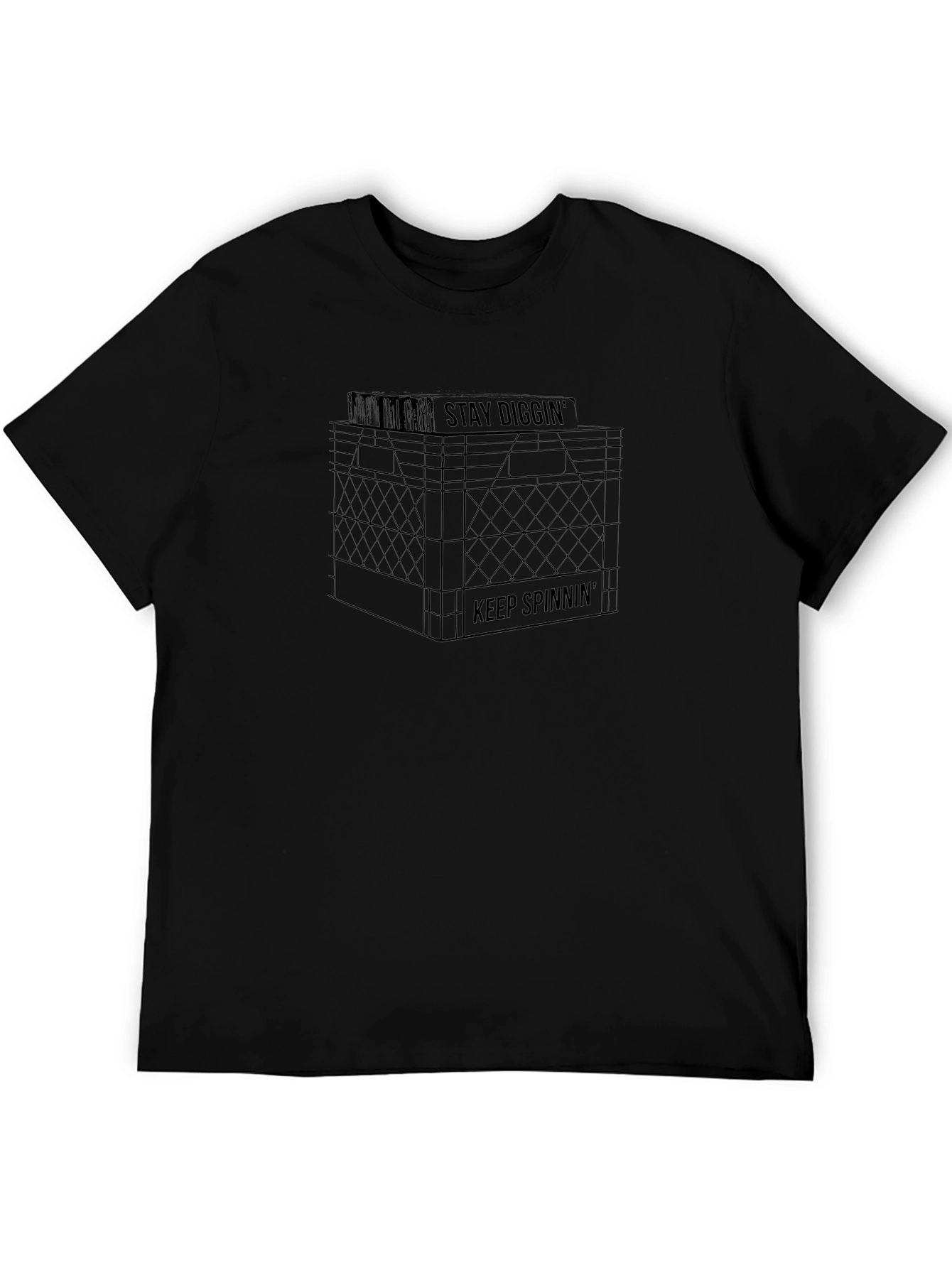 Stay Diggin Keep Spinnin Graphic Tee - Black