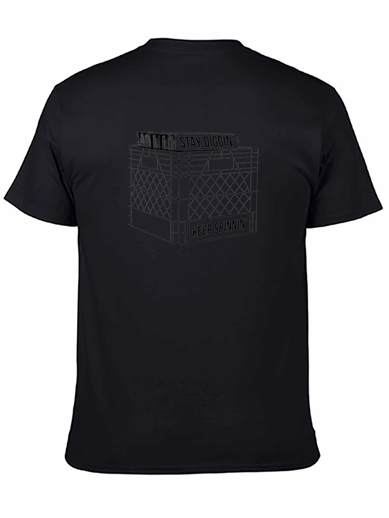Stay Diggin Keep Spinnin Graphic Tee - Black