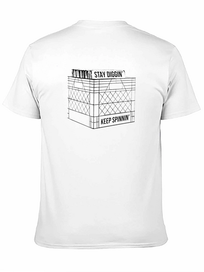 Stay Diggin Keep Spinnin Graphic Tee - Black