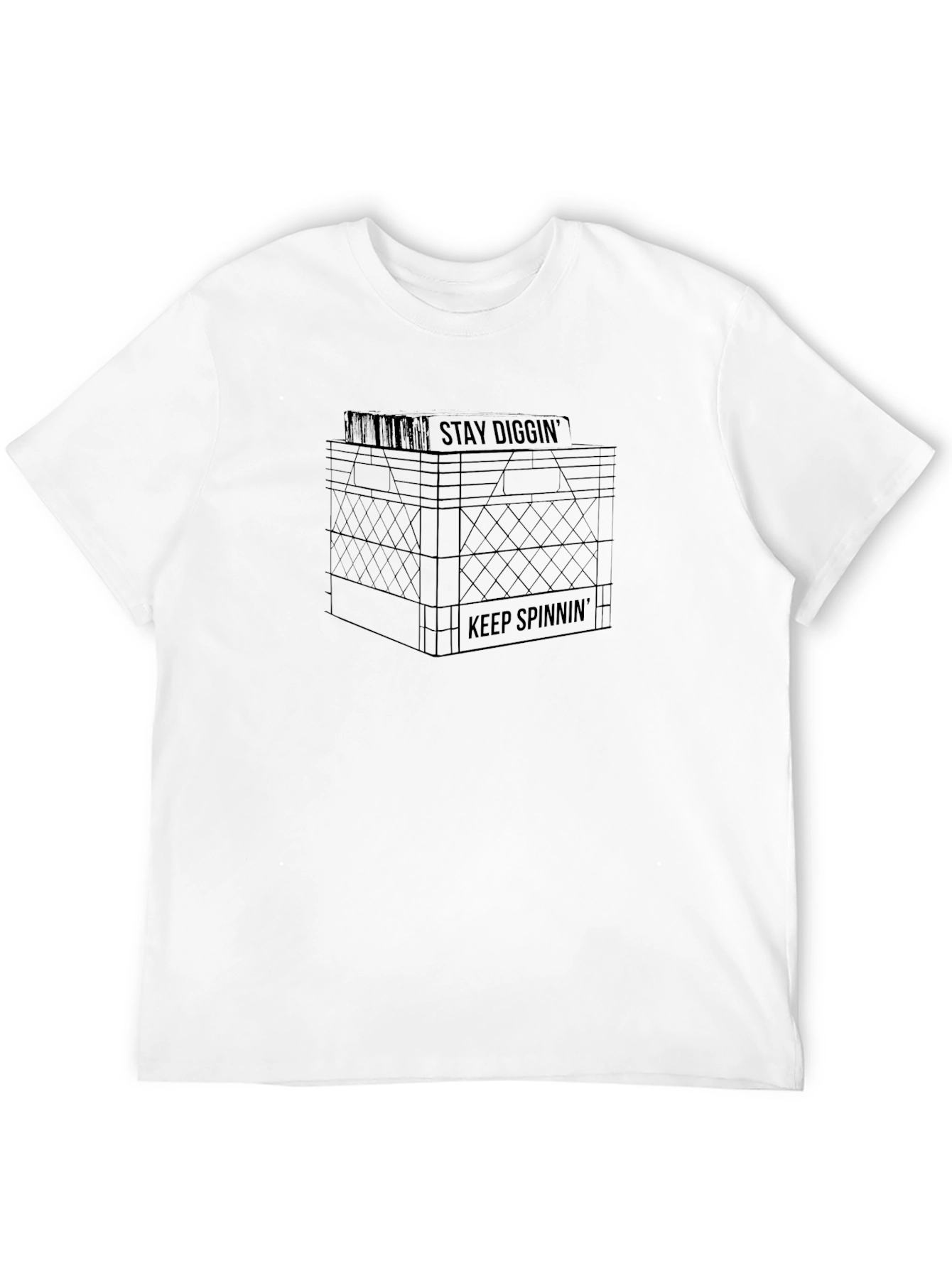 Stay Diggin Keep Spinnin Graphic Tee - Black