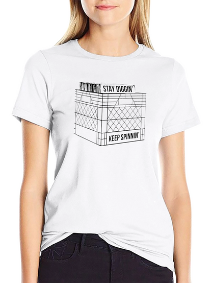 Stay Diggin Keep Spinnin Graphic Tee - Black