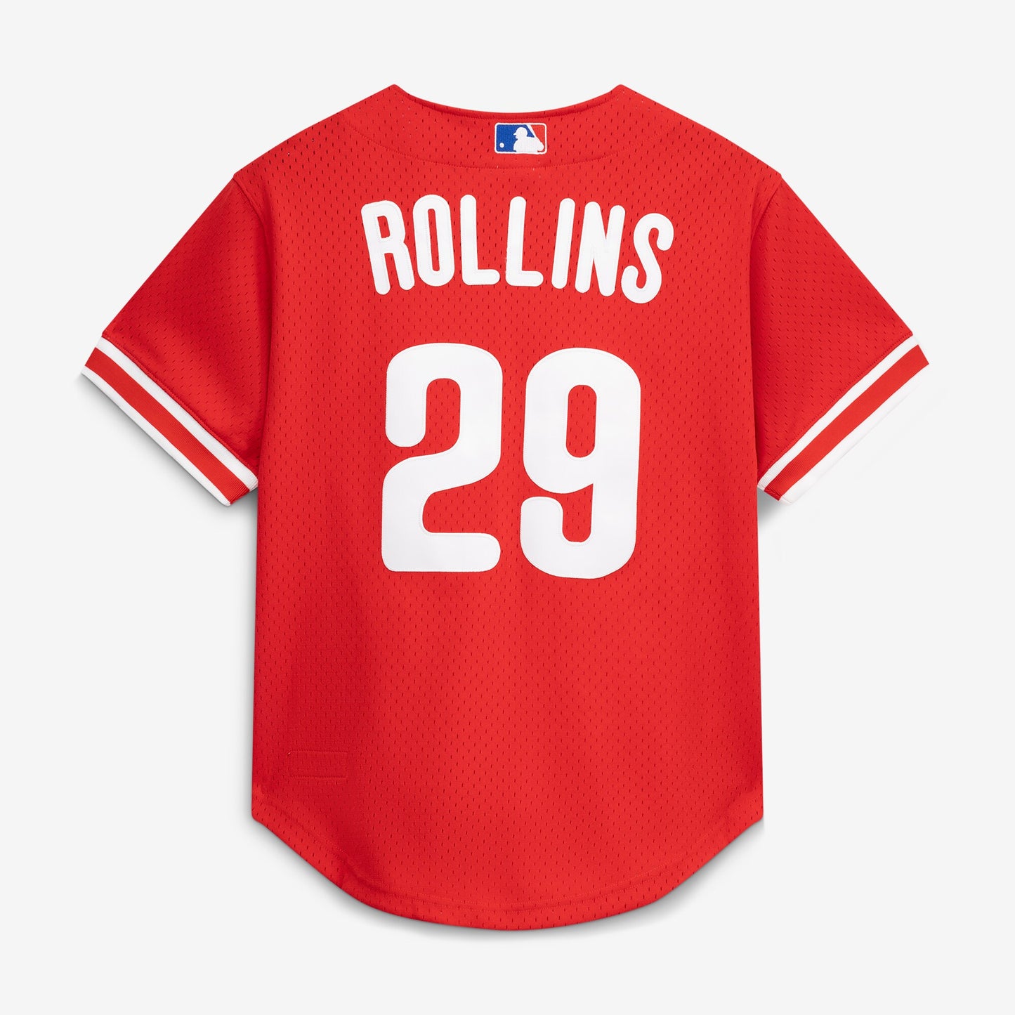 Jimmy Rollins Philadelphia Phillies Mitchell &amp;amp; Ness Cooperstown Mesh Batting Practice Button-Up Jersey - Red