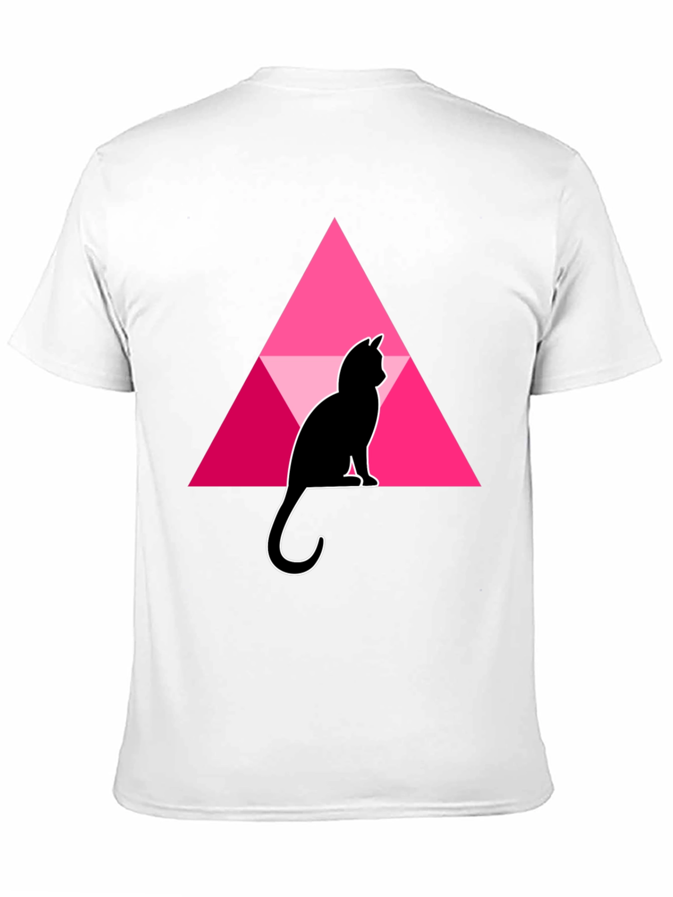 Cat and Triangle Graphic Black T-Shirt