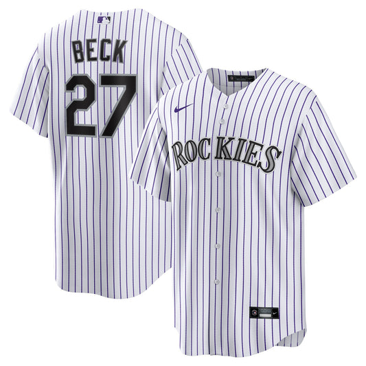 Jordan Beck Colorado Rockies Nike Home Replica Jersey - White