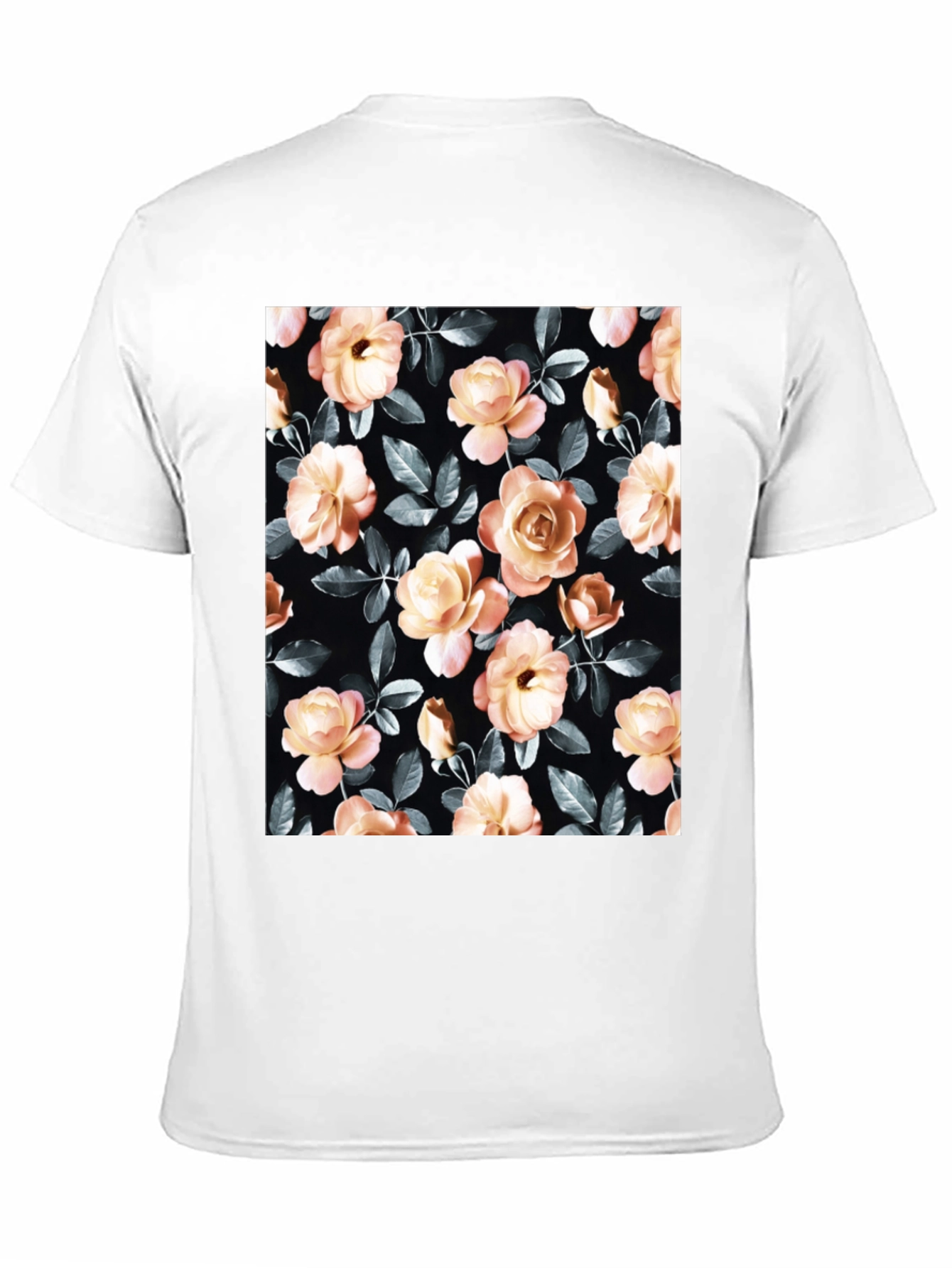 Floral Rose Print Black T-Shirt