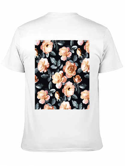 Floral Rose Print Black T-Shirt