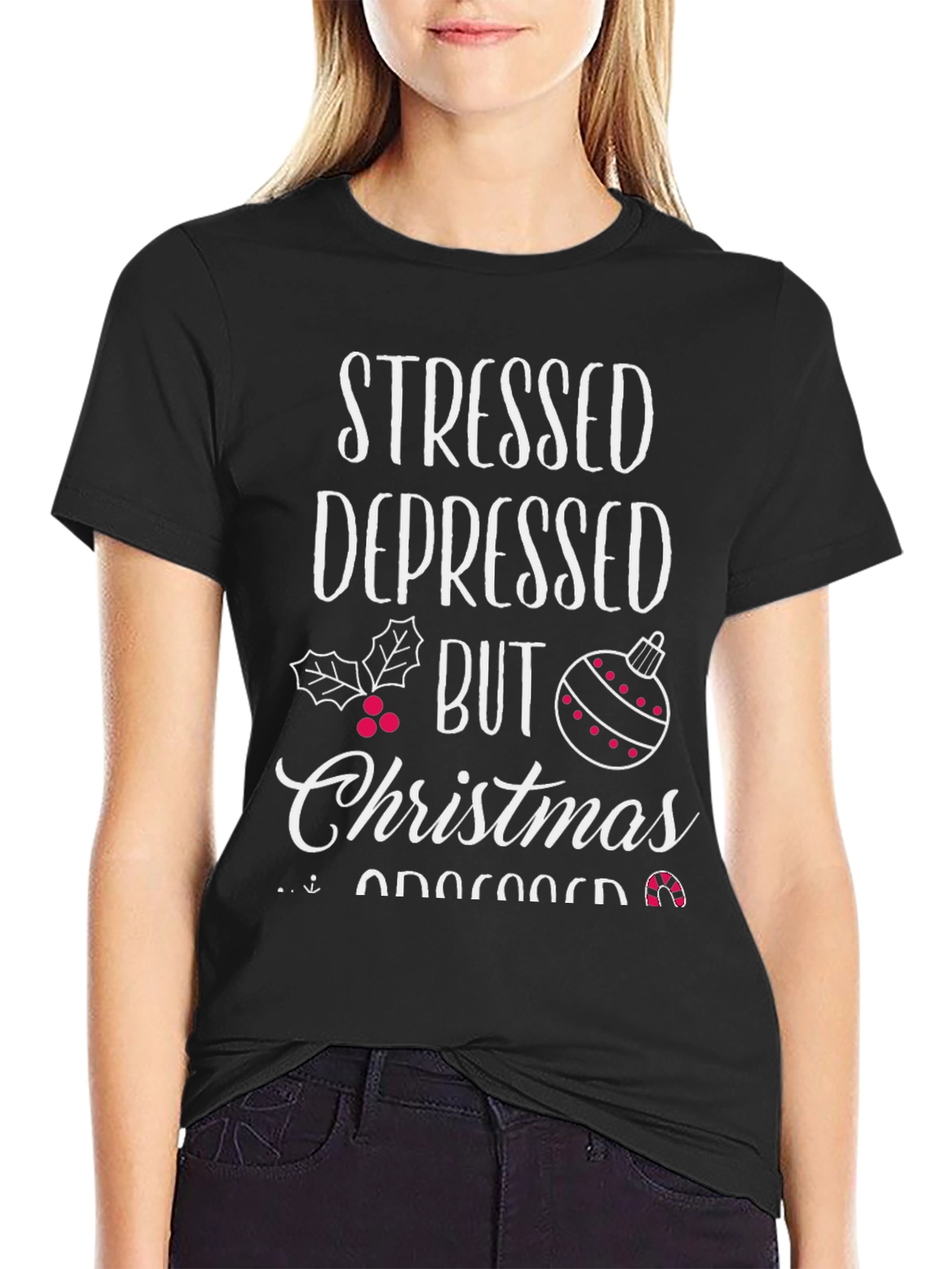 Stressed Depressed But Christmas Obsessed T-Shirt