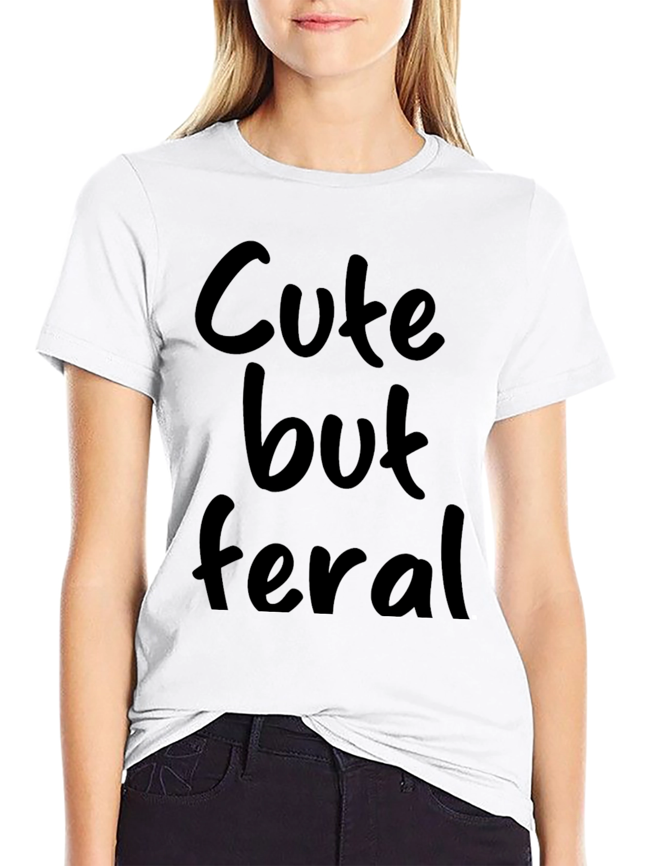 Cute But Feral Black Graphic Tee