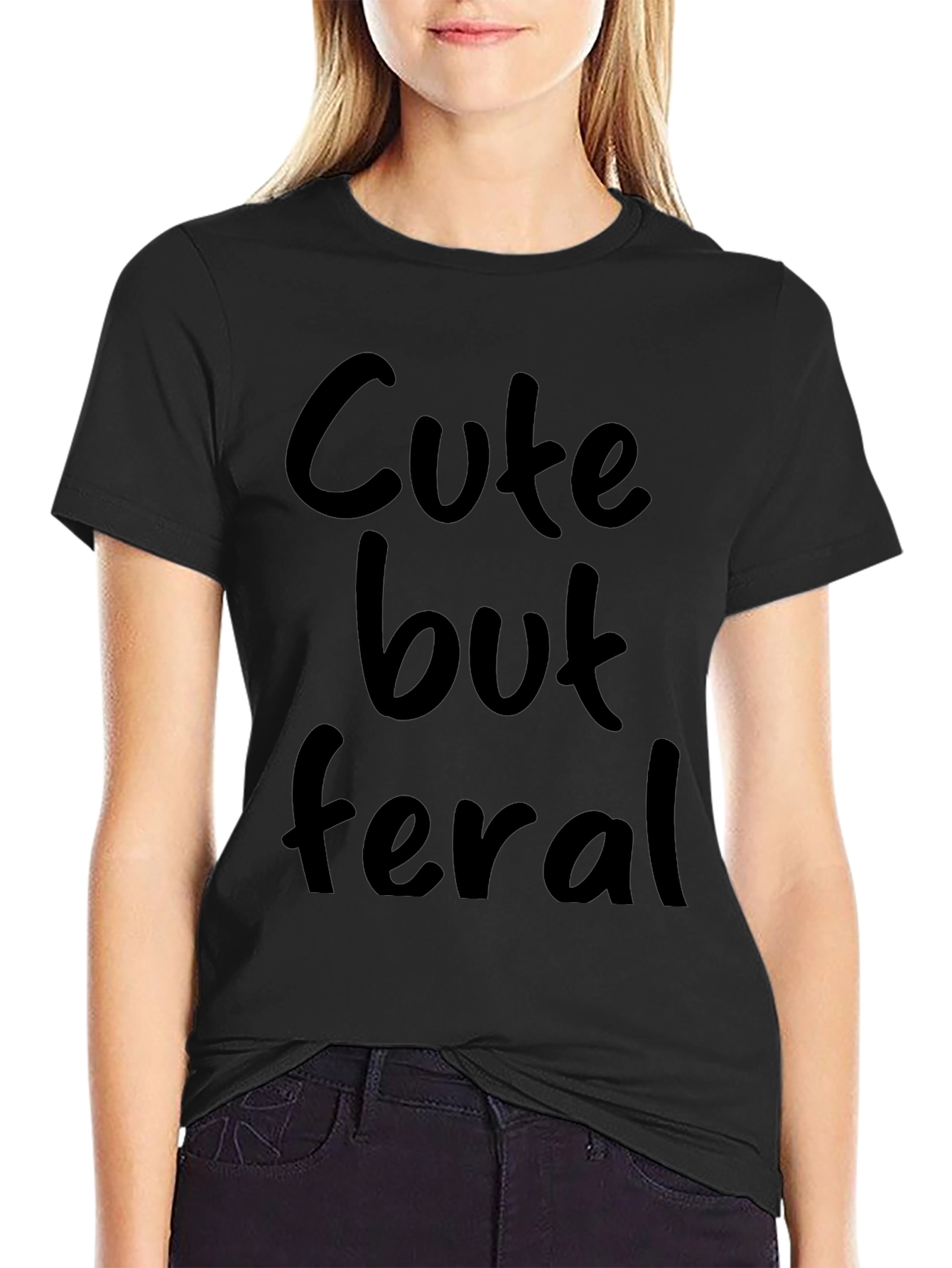 Cute But Feral Black Graphic Tee