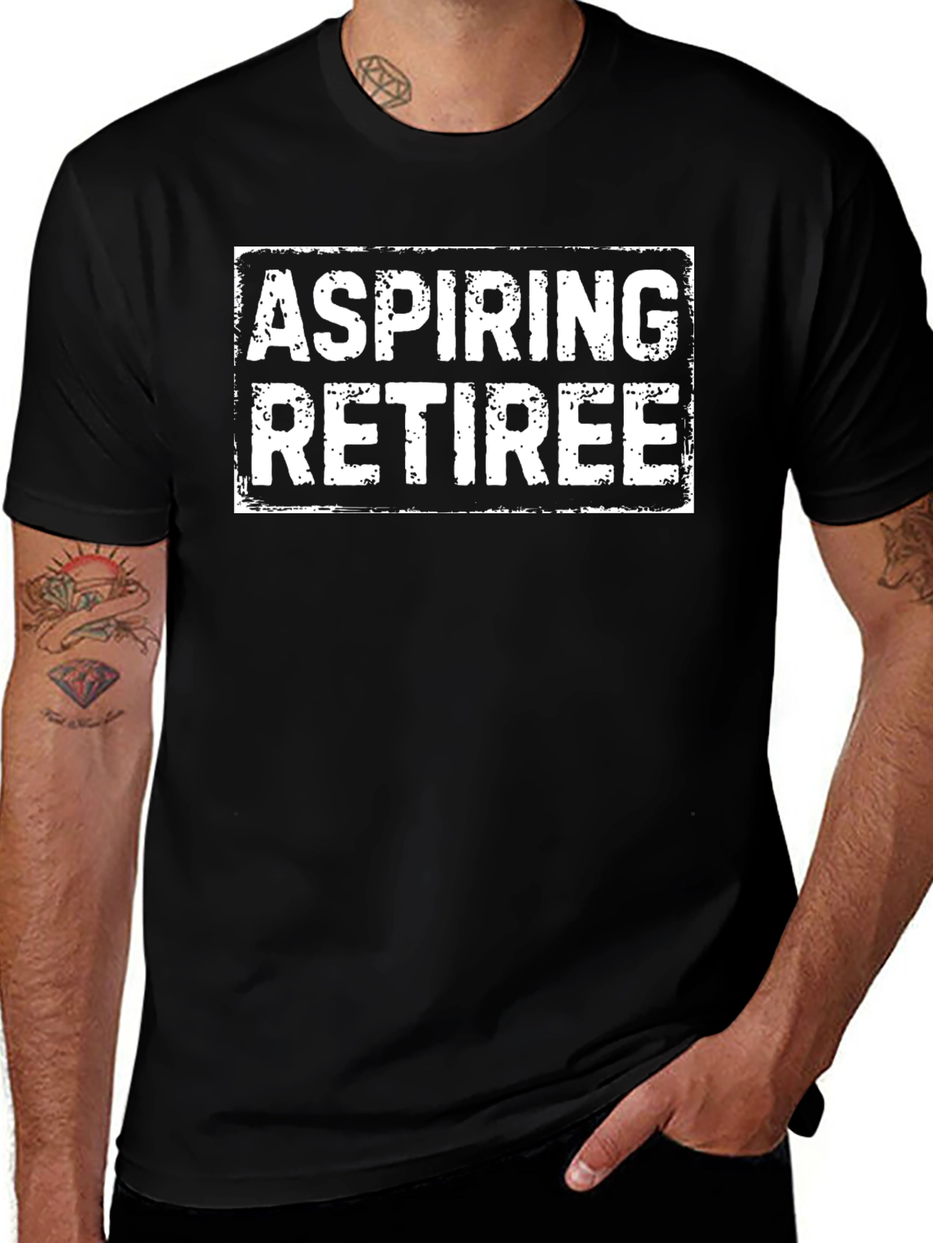 Aspiring Retiree Graphic Tee - Black Crew Neck T-Shirt