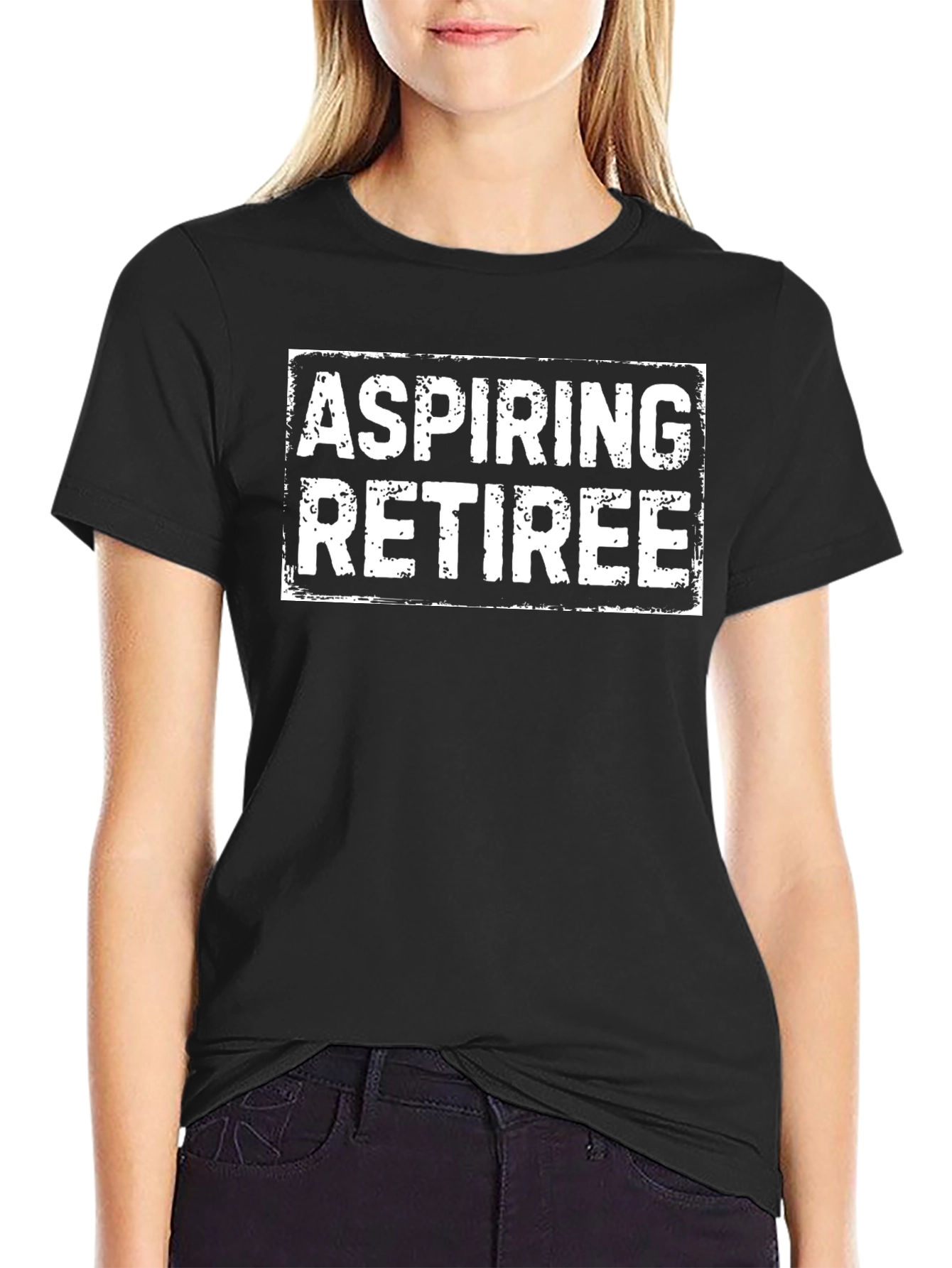Aspiring Retiree Graphic Tee - Black Crew Neck T-Shirt