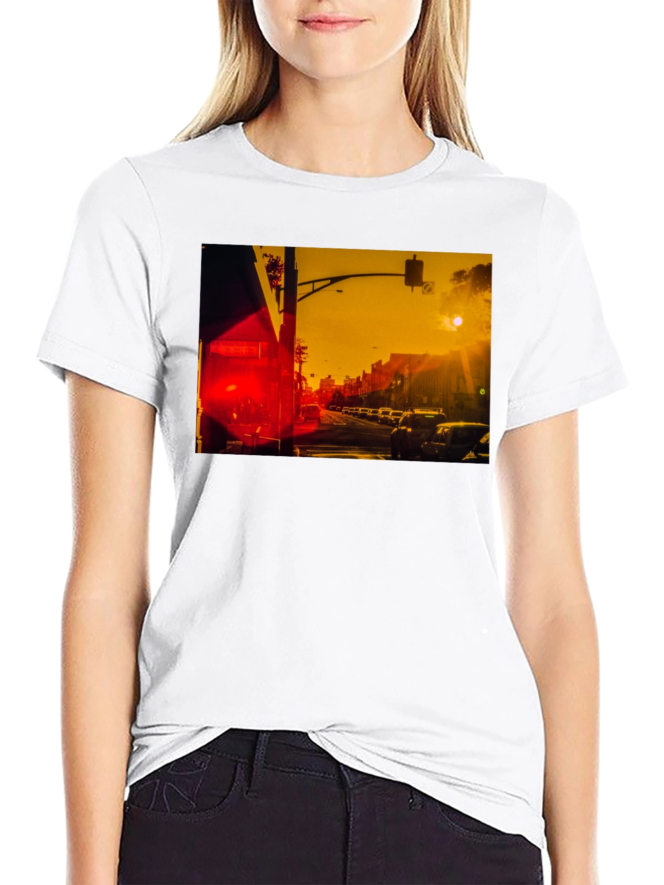 Sunset Street Scene Graphic T-Shirt