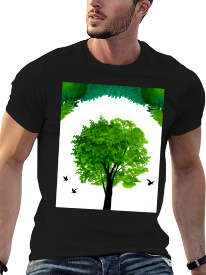 Nature Tree Graphic Black T-Shirt