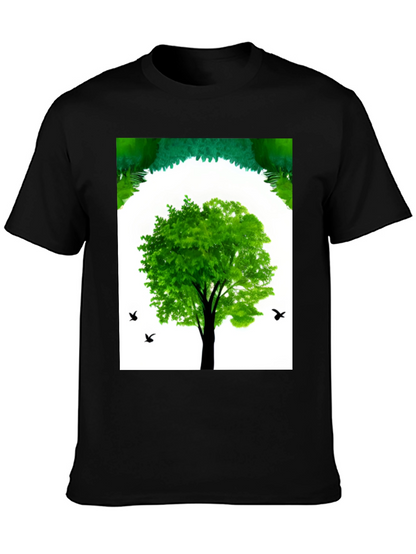 Nature Tree Graphic Black T-Shirt