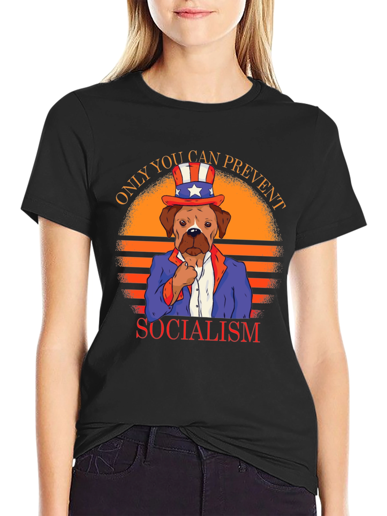 Patriotic Dog T-Shirt - Only You Can Prevent Socialism