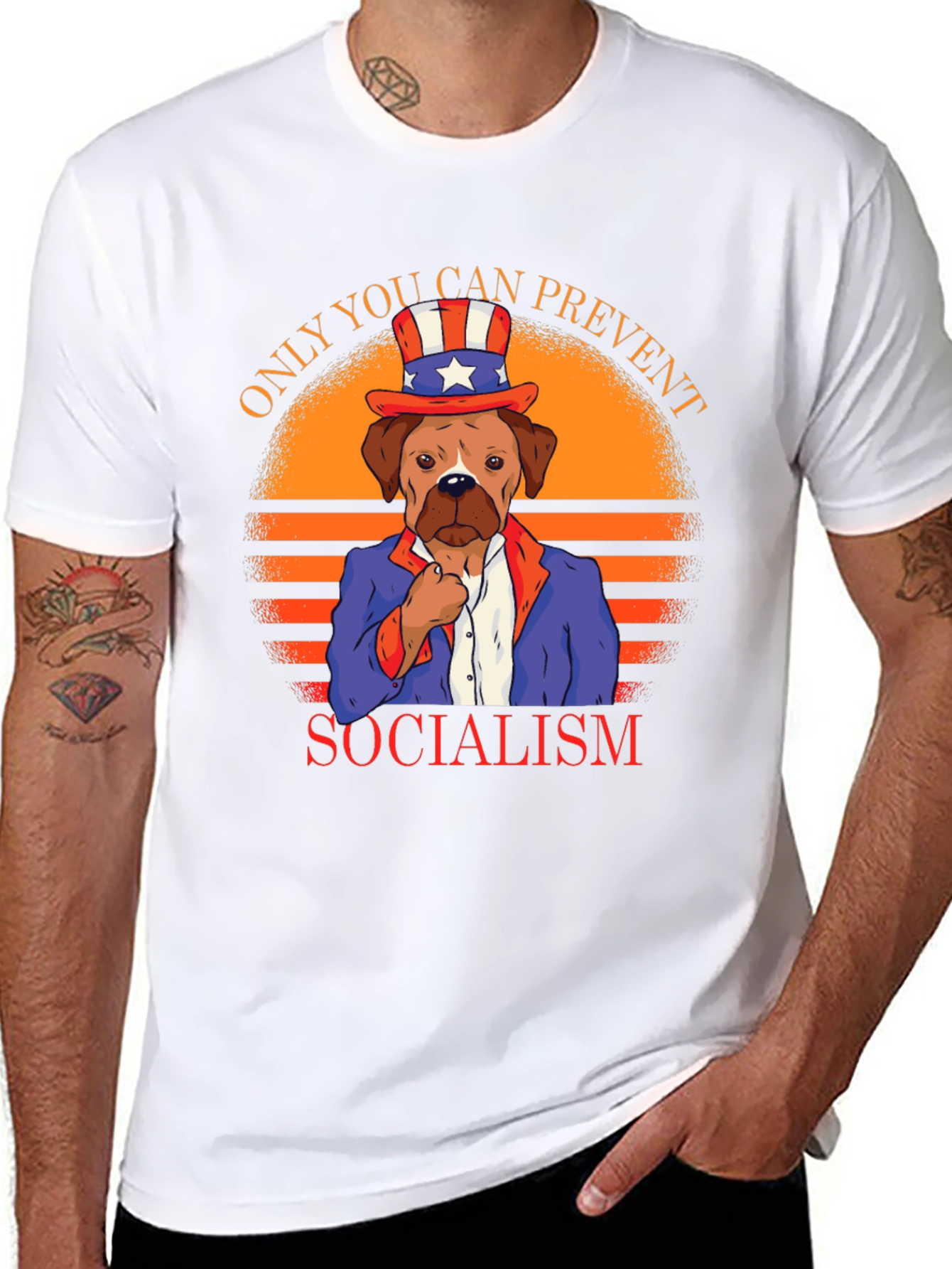 Patriotic Dog T-Shirt - Only You Can Prevent Socialism