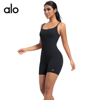 Alo Yoga Casual Strap Racerback Yoga Jumpsuit, Butt Lifter One-Piece Shorts for Sports & Fitness