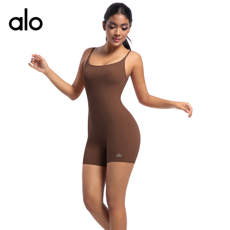 Alo Yoga Casual Strap Racerback Yoga Jumpsuit, Butt Lifter One-Piece Shorts for Sports & Fitness