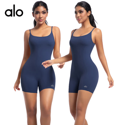 Alo Yoga Casual Strap Racerback Yoga Jumpsuit, Butt Lifter One-Piece Shorts for Sports & Fitness