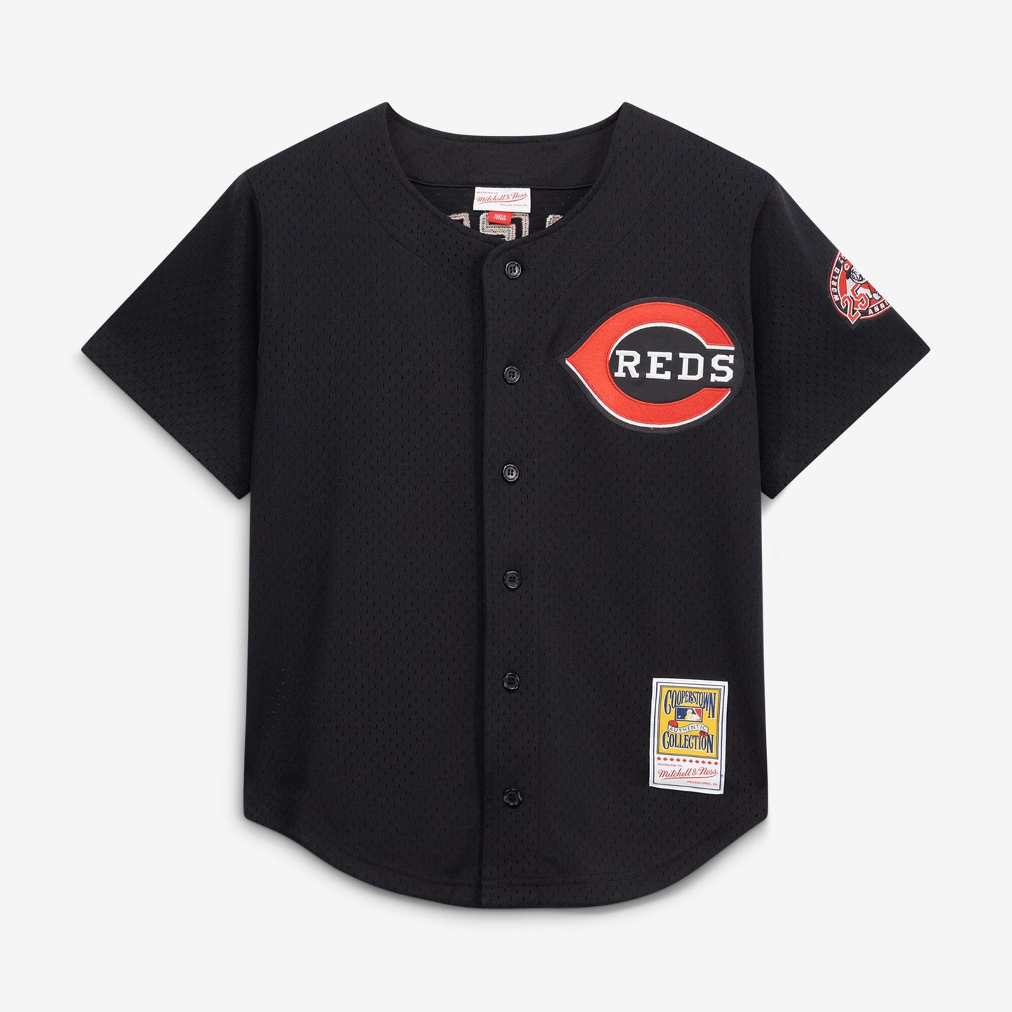 Ken Griffey Jr. Cincinnati Reds Mitchell &amp;amp; Ness Cooperstown Collection Mesh Batting Practice Button-Up Jersey - Black