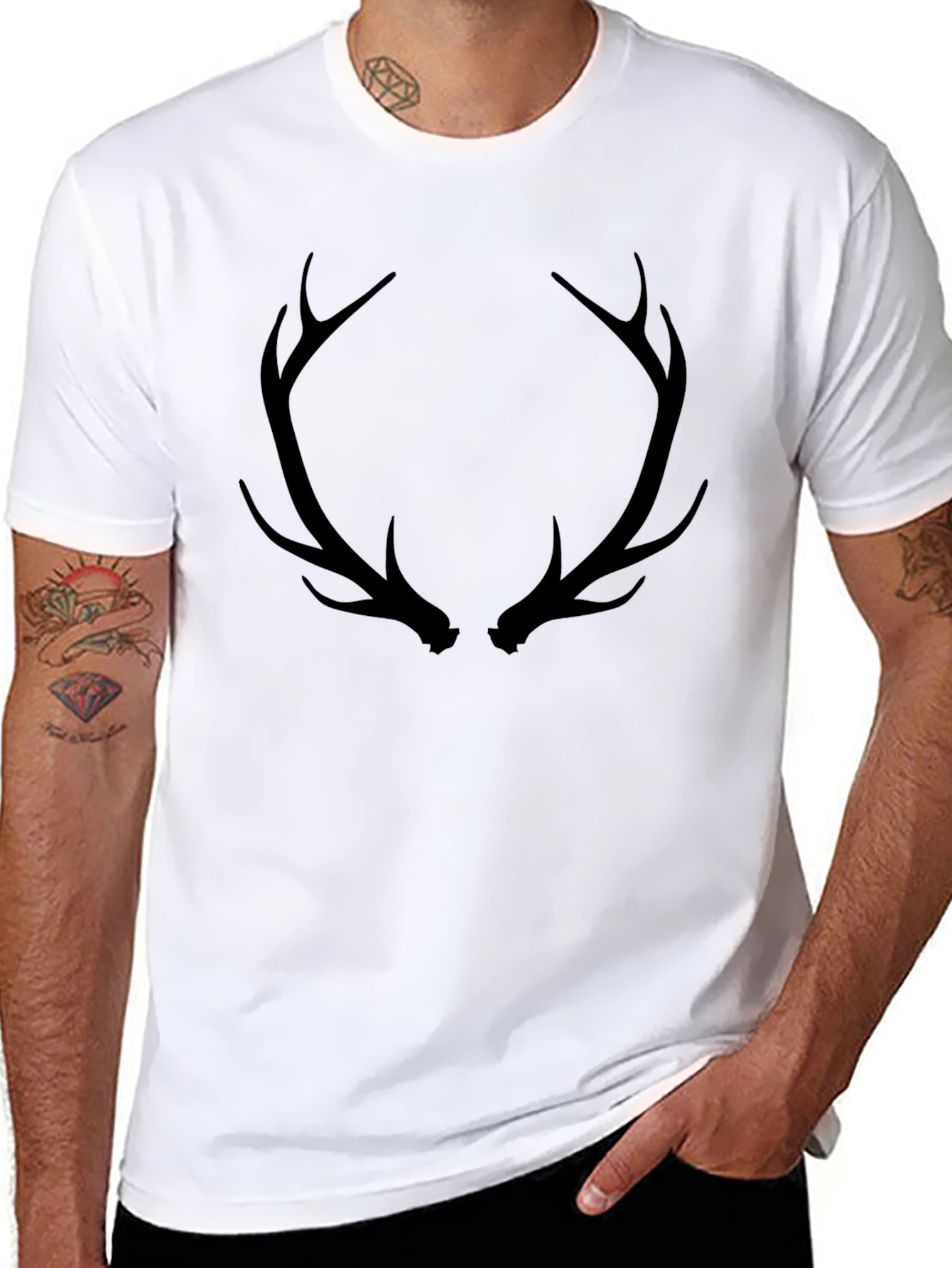 Antler Graphic Black T-Shirt - Mens Casual Tee