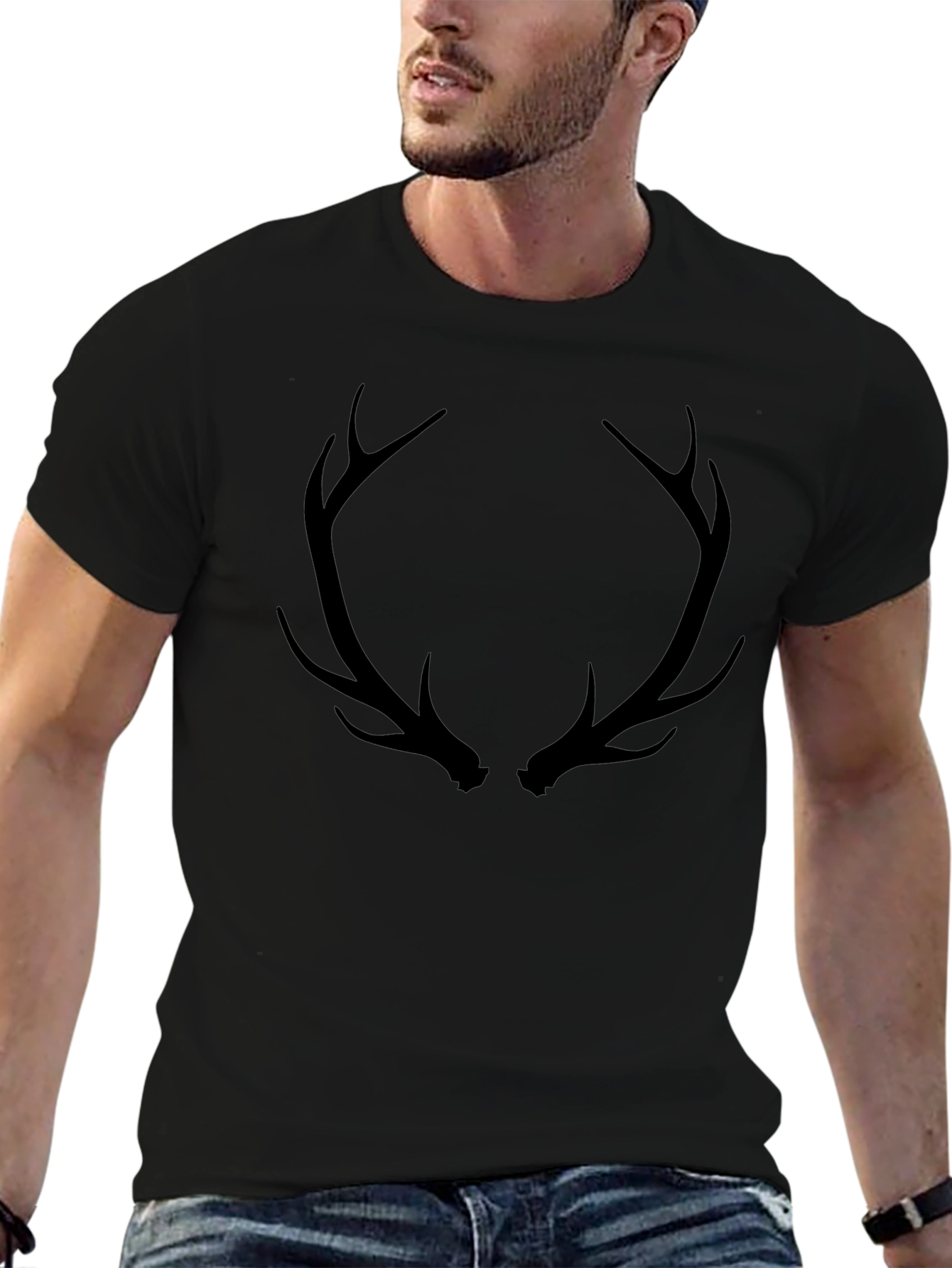 Antler Graphic Black T-Shirt - Mens Casual Tee