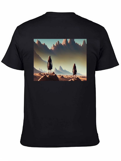 Desert Wanderer Graphic Tee - Black Cotton