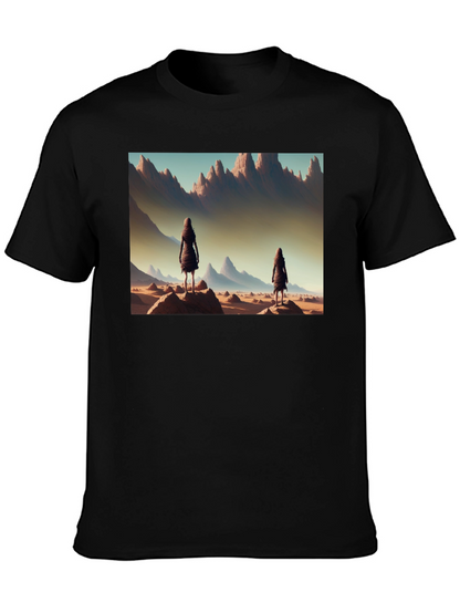 Desert Wanderer Graphic Tee - Black Cotton