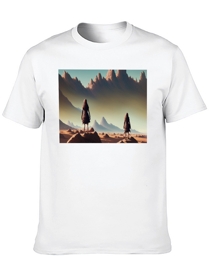Desert Wanderer Graphic Tee - Black Cotton