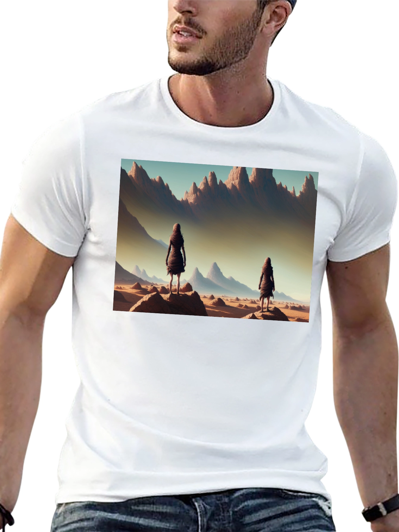 Desert Wanderer Graphic Tee - Black Cotton