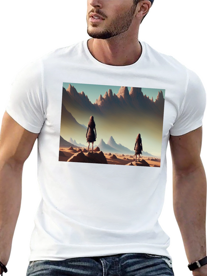 Desert Wanderer Graphic Tee - Black Cotton