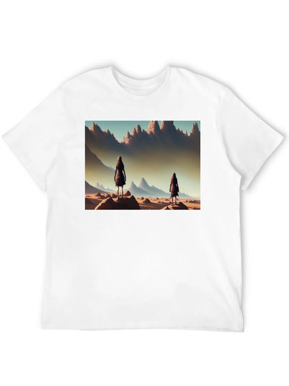 Desert Wanderer Graphic Tee - Black Cotton