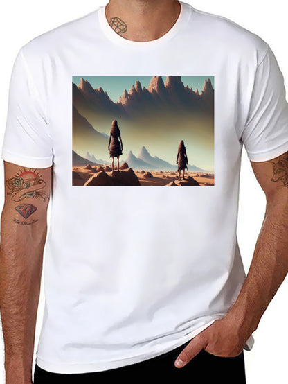 Desert Wanderer Graphic Tee - Black Cotton