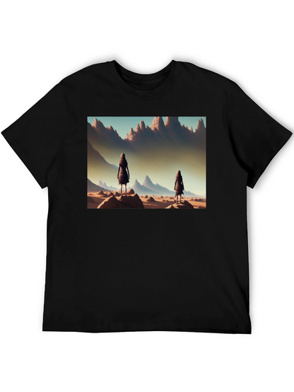 Desert Wanderer Graphic Tee - Black Cotton