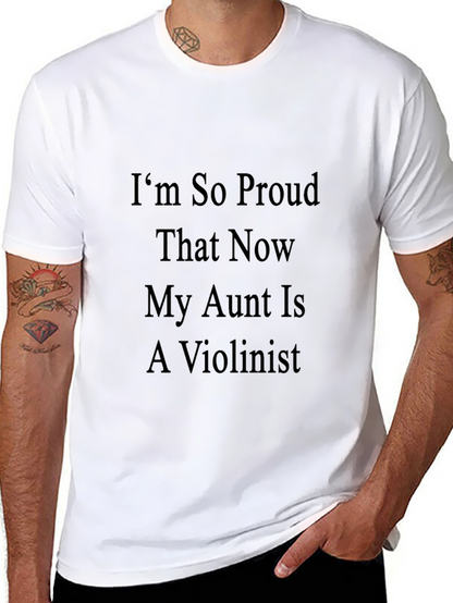 Proud Aunt Violinist Black T-Shirt