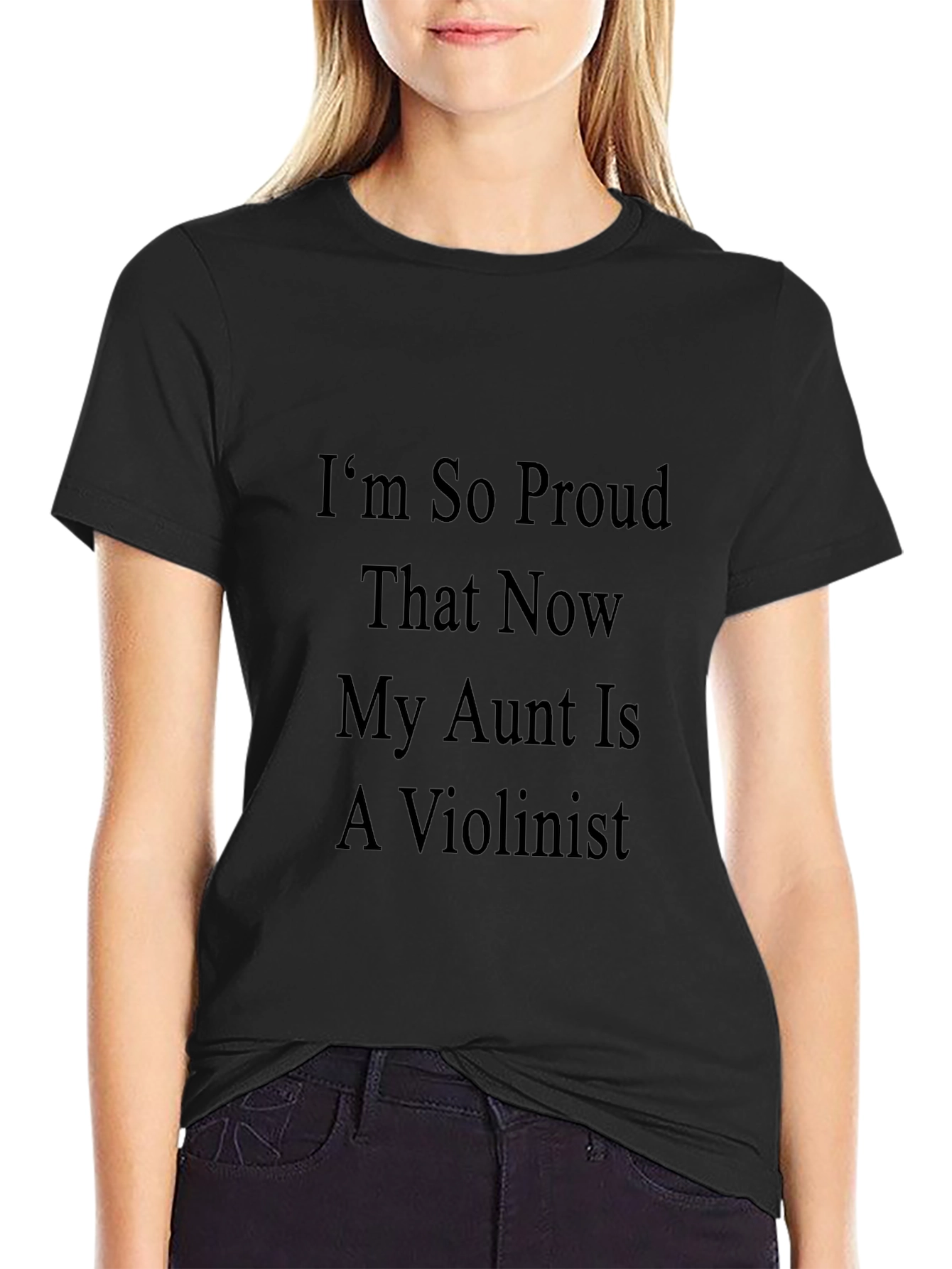Proud Aunt Violinist Black T-Shirt