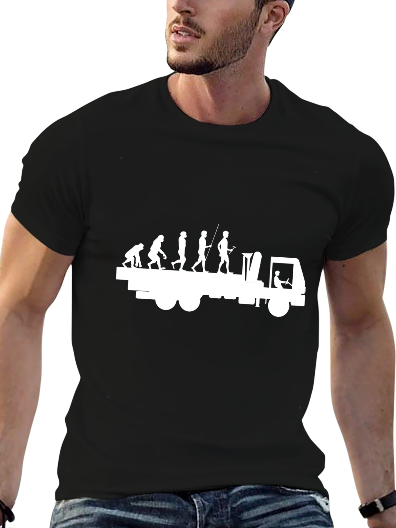 Evolution Trucker T-Shirt - Black Cotton Tee