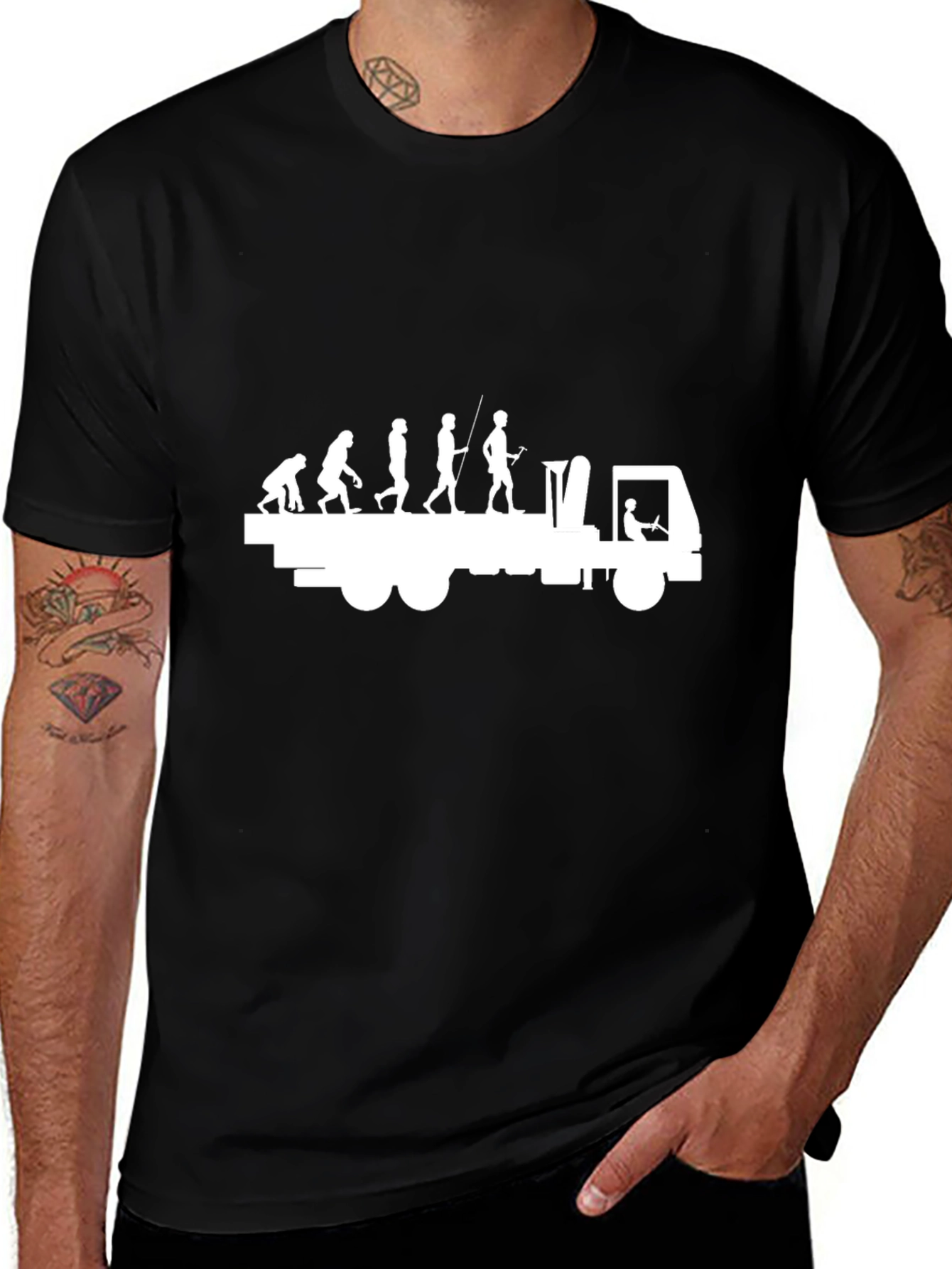 Evolution Trucker T-Shirt - Black Cotton Tee