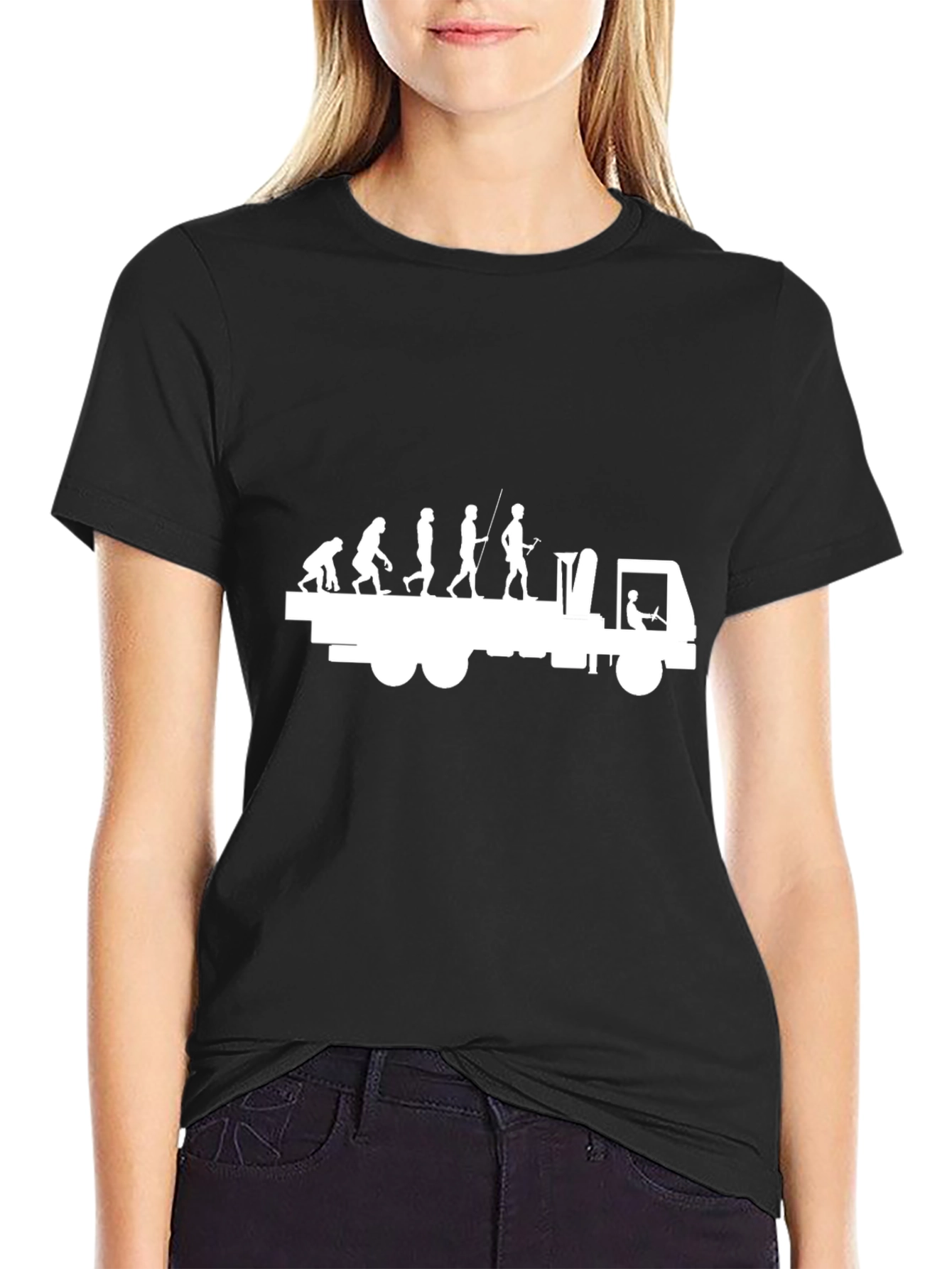 Evolution Trucker T-Shirt - Black Cotton Tee