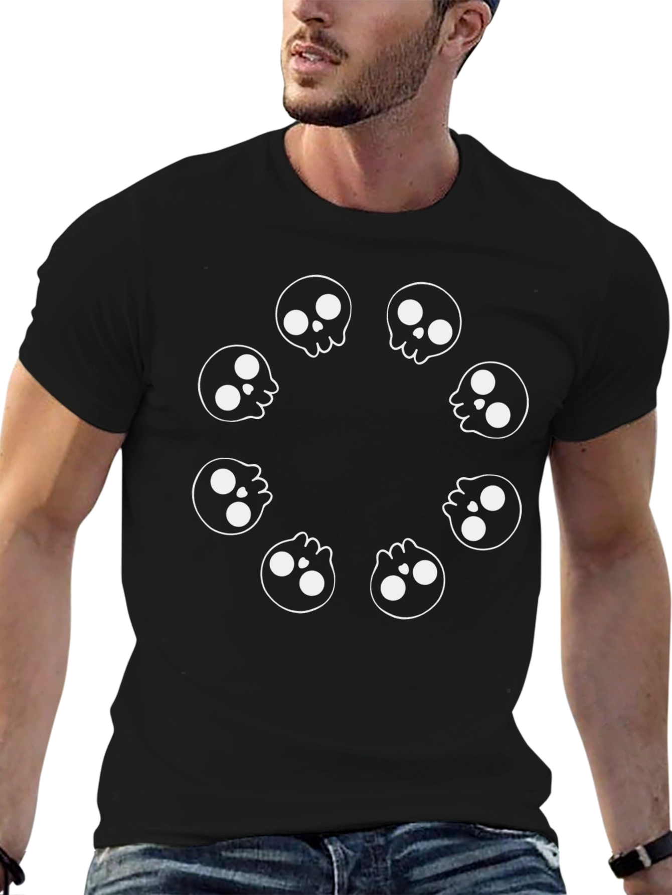 Skull Circle Graphic Black T-Shirt