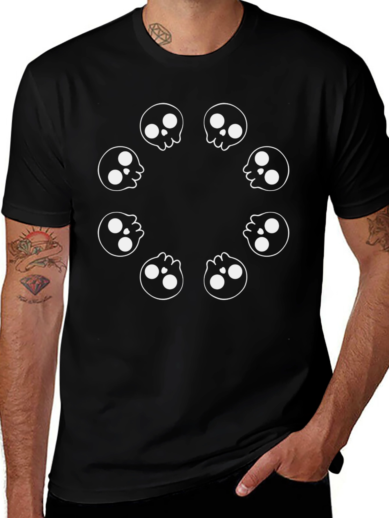 Skull Circle Graphic Black T-Shirt