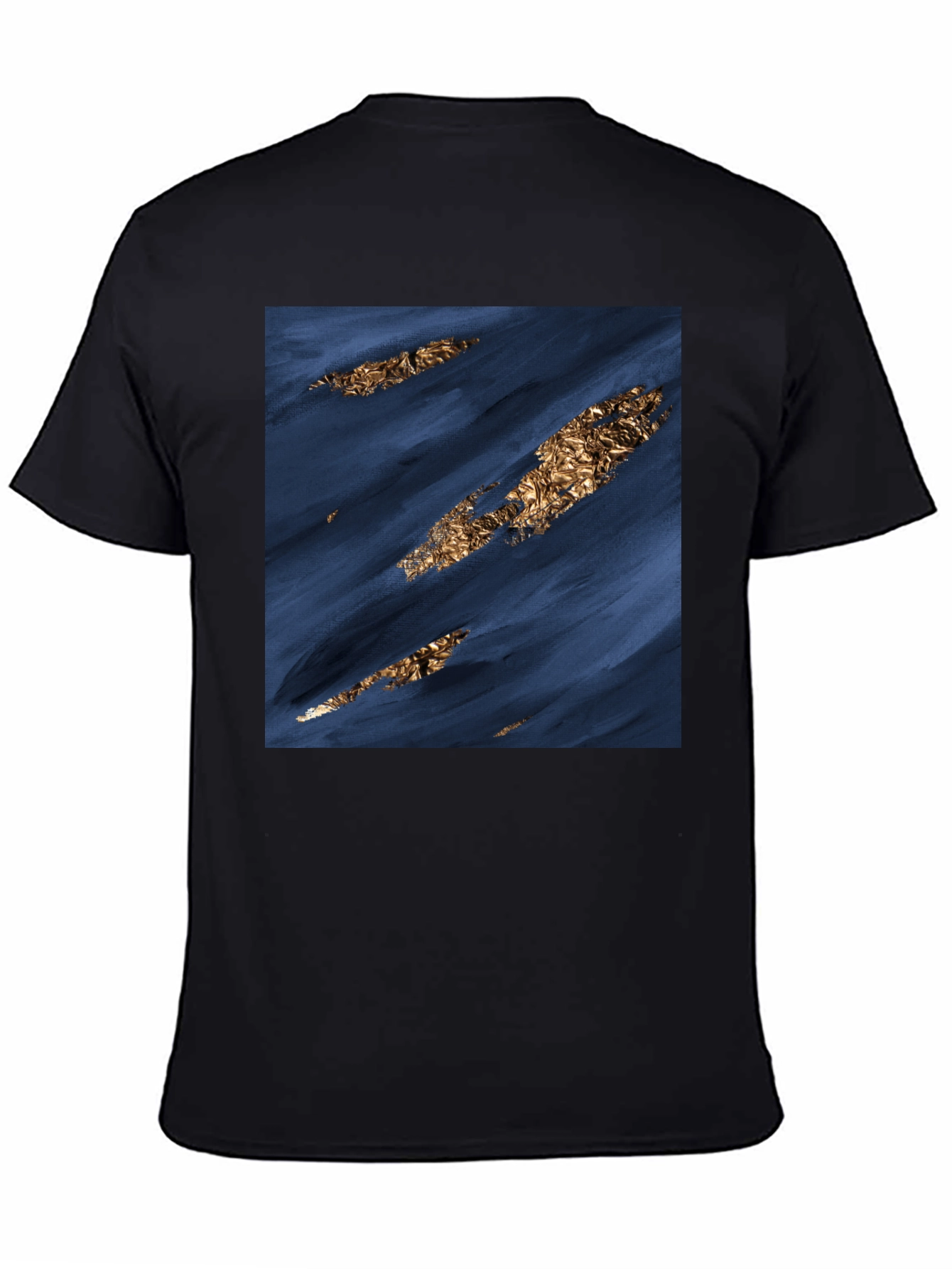 Modern Abstract Art Tee - Navy & Gold