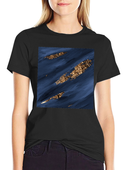 Modern Abstract Art Tee - Navy & Gold