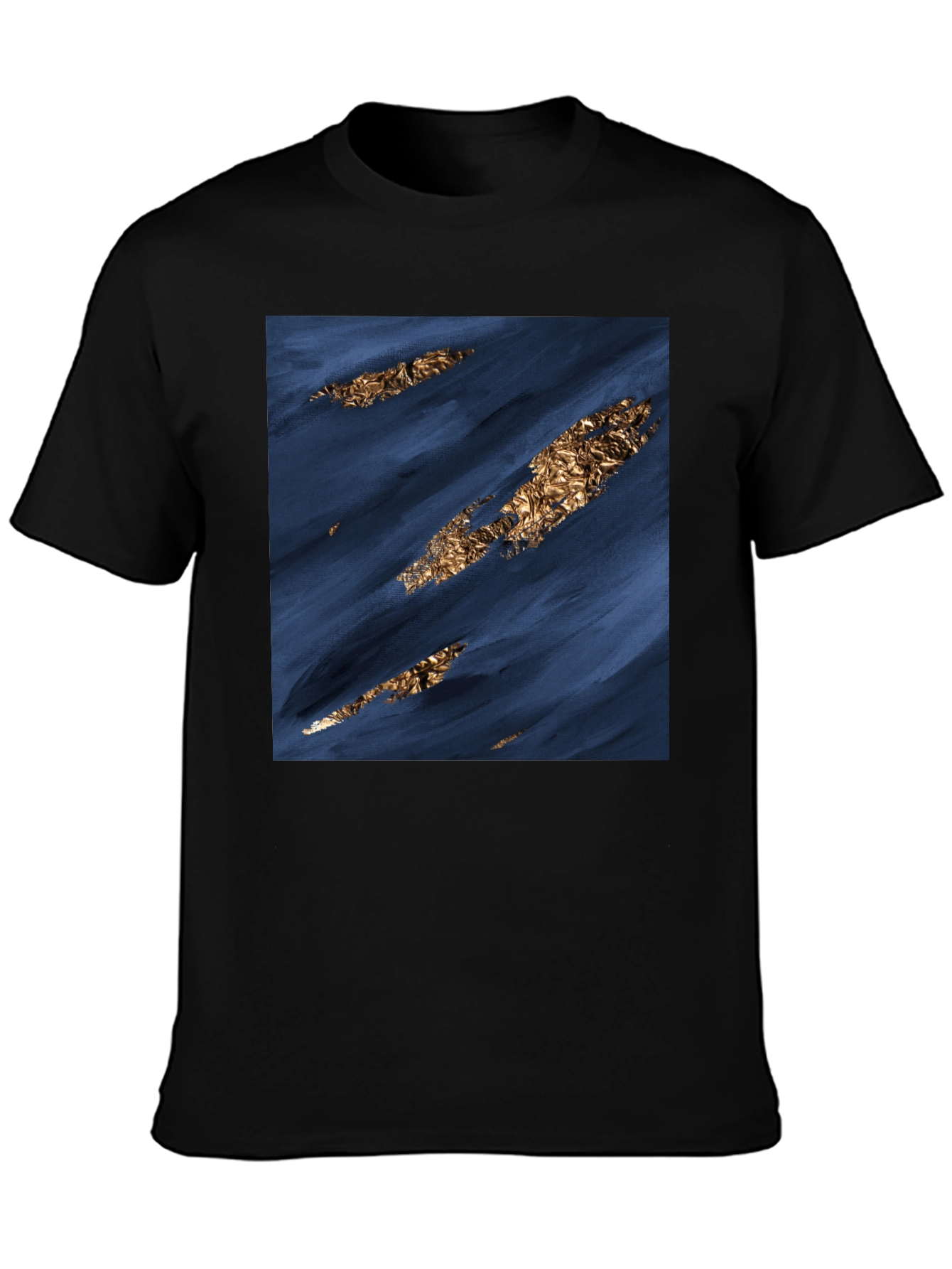 Modern Abstract Art Tee - Navy & Gold